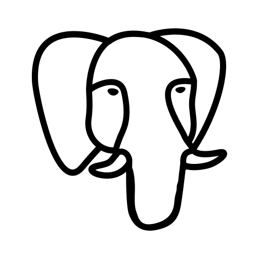black and white PostgreSQL icon — free SVG & PNG download